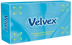 Velvex Premium White Embossed Facial Tissues 80s