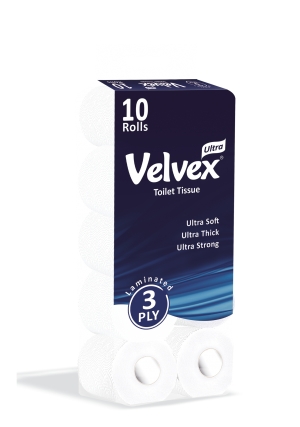 Velvex Ultra 3 Ply Toilet Tissue - 10 Pack