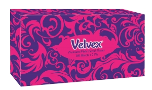 Velvex Premium White Facial Tissues - Pink &amp; Purple